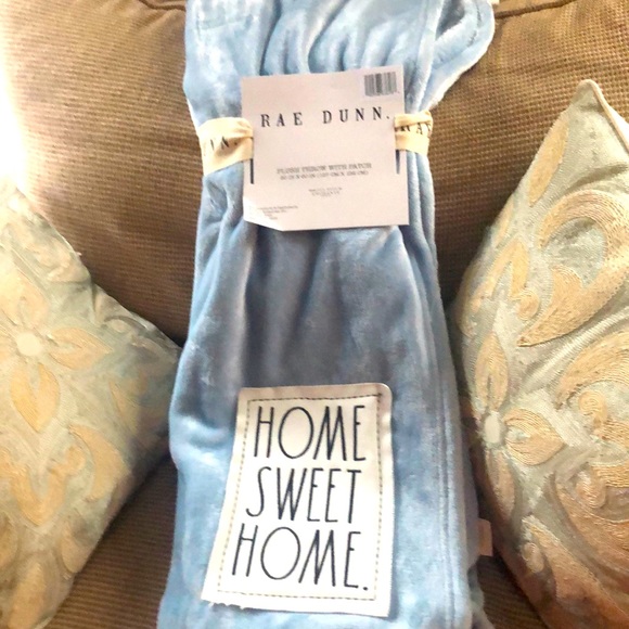 NWT Rae Dunn Royal Blue HOME SWEET HOME Plush Throw Blanket 50”x60”